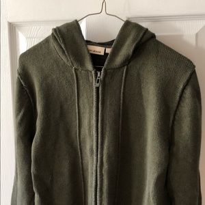 EUC DKNY zip up forest green hooded sweater.